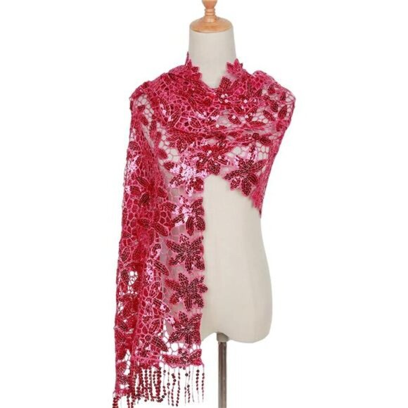 Glittering Scarf for Women Rose Pink - Picture 1 of 7